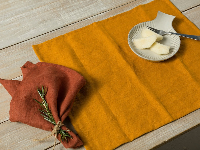 Leinen Tischsets, gewaschenes Leinen, 37 x 45 cm, Set von 2, 4, 6