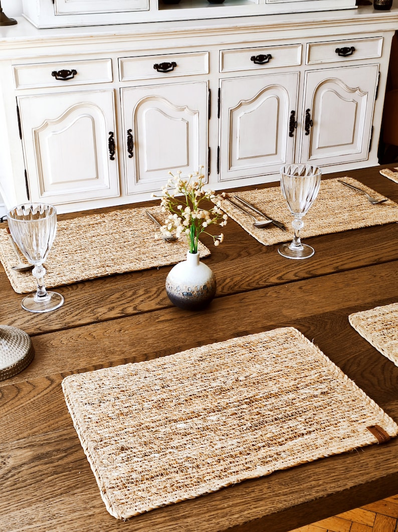 Rechteckige, aus Seetang gewebte Platzsets (2er-Set), Naturmaterial, 45 x 30 cm, rustikaler Stil