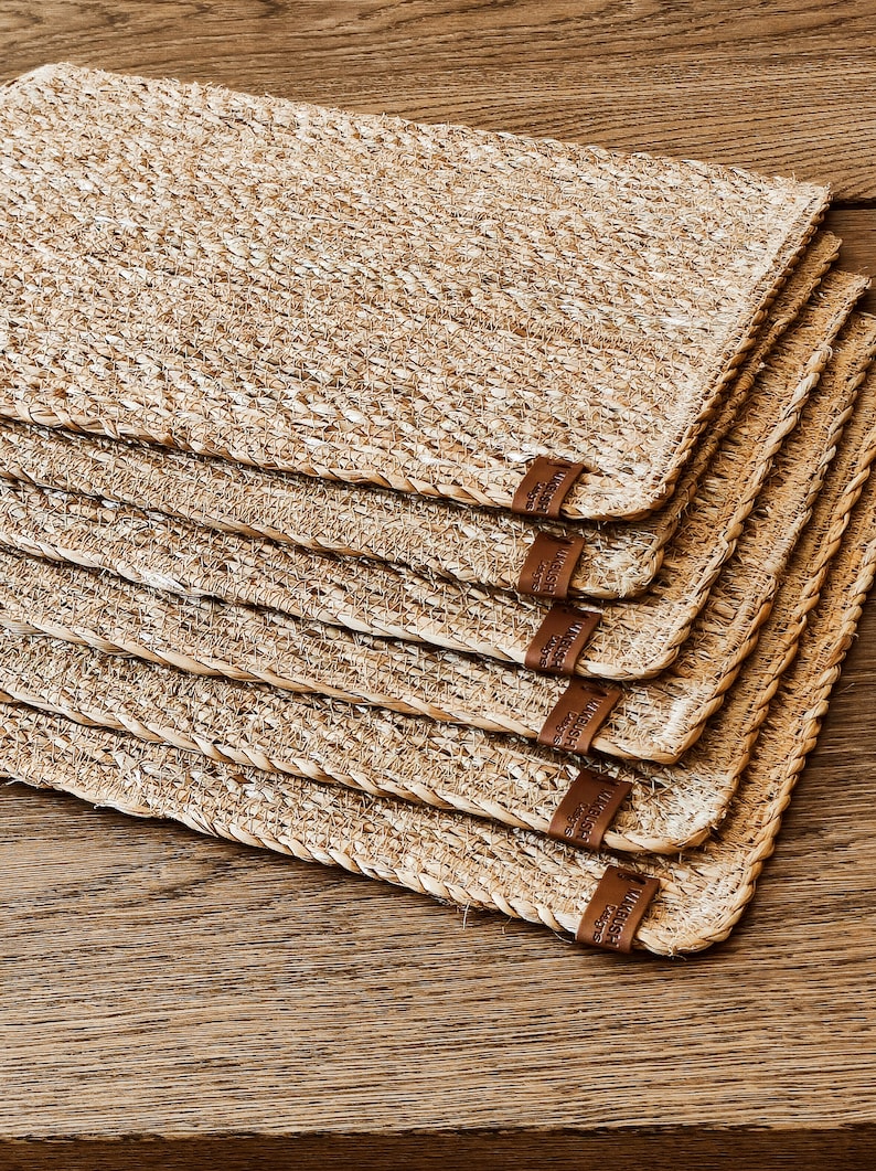 Rechteckige, aus Seetang gewebte Platzsets (2er-Set), Naturmaterial, 45 x 30 cm, rustikaler Stil
