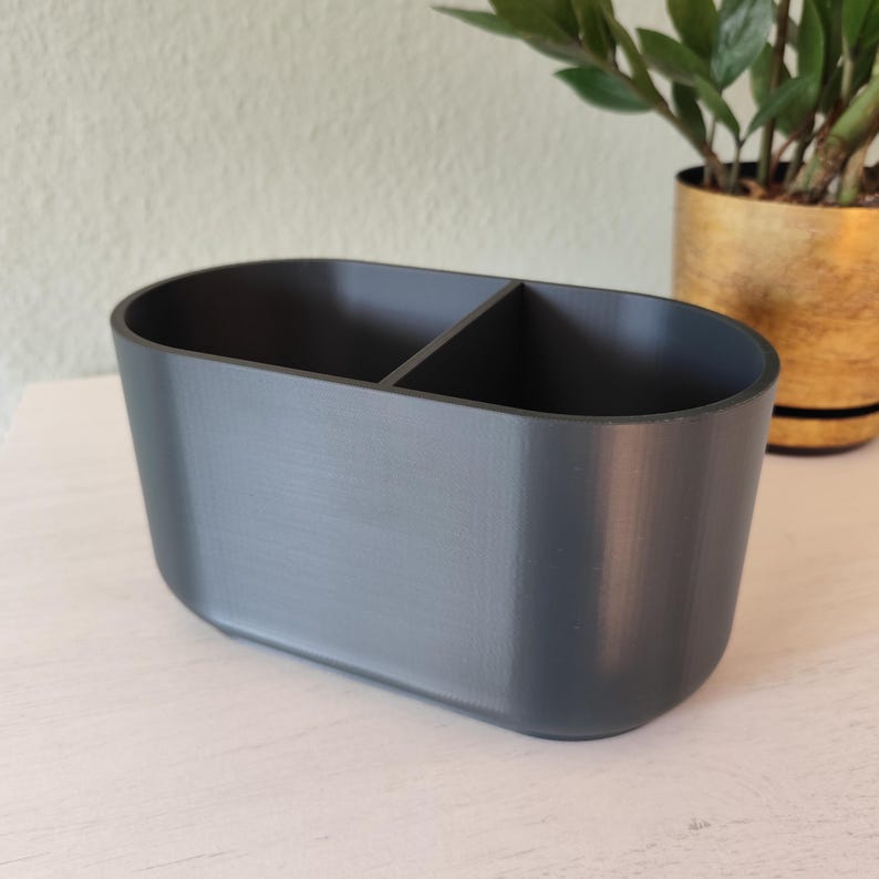 Utensilienhalter mit 2 Fächern, 230 x 123 x 120 mm, Minimalistischer Küchen-Organizer, Modern, Freistehend