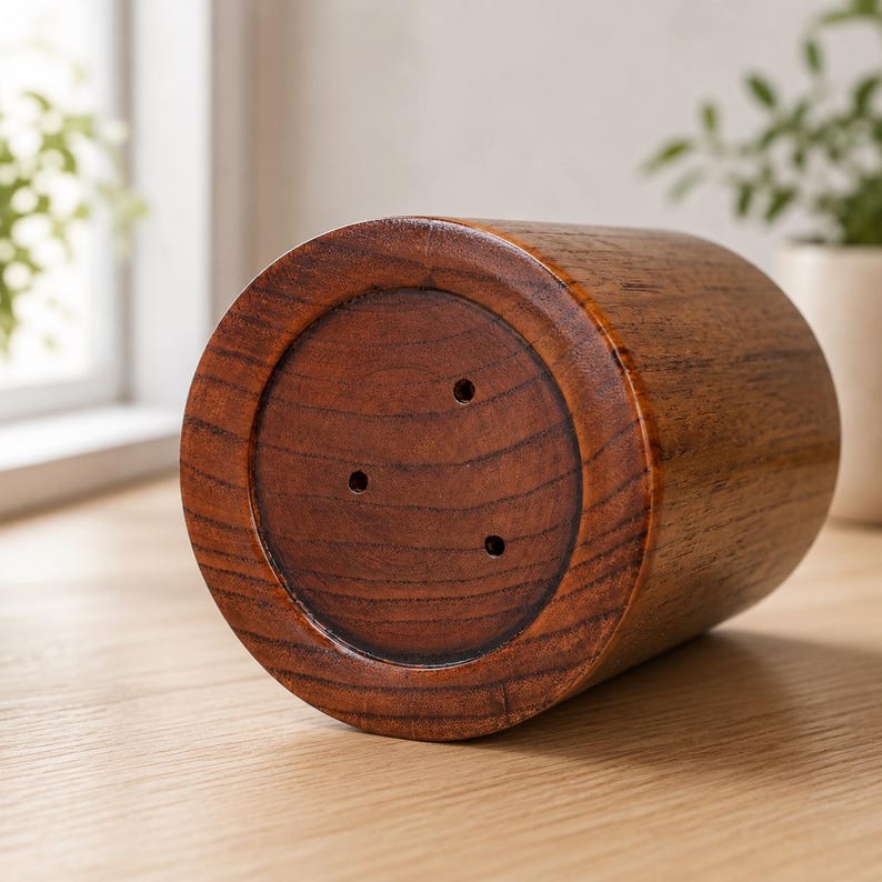 Bambus Utensilienhalter, Aufbewahrungs-Organizer für Küche und Schreibtisch, 8,7 cm Durchmesser, 14,7 cm Höhe, Naturholz