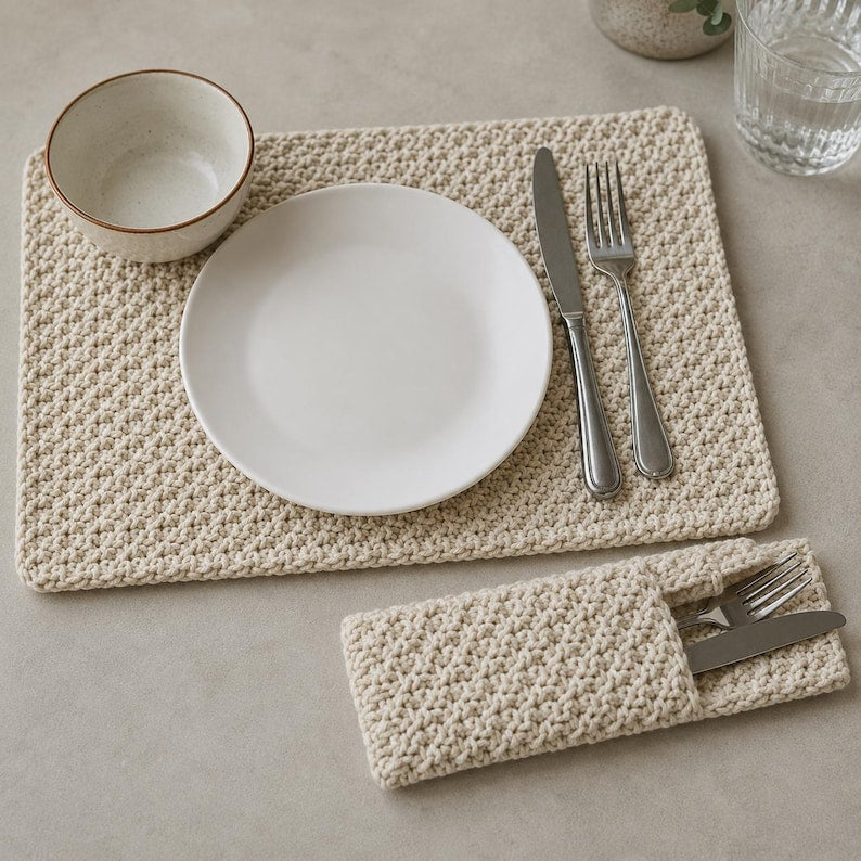 Platzsets mit Kieselstruktur, minimalistische Platzsets