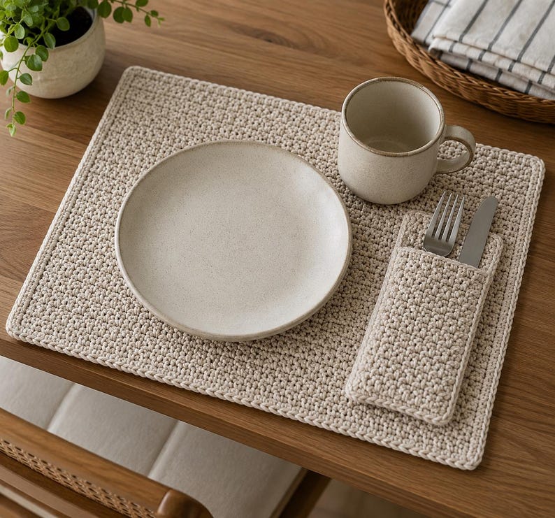 Platzsets mit Kieselstruktur, minimalistische Platzsets