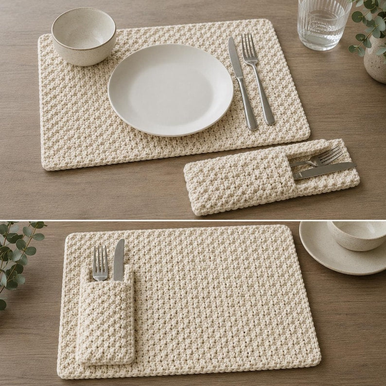 Platzsets mit Kieselstruktur, minimalistische Platzsets
