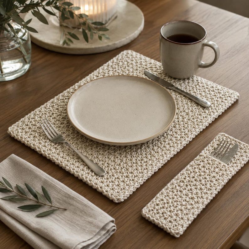 Platzsets mit Kieselstruktur, minimalistische Platzsets