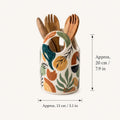 Keramik-Utensilienhalter, handbemalter Küchenbehälter, Löffelhalter, Boho-Küchendekoration